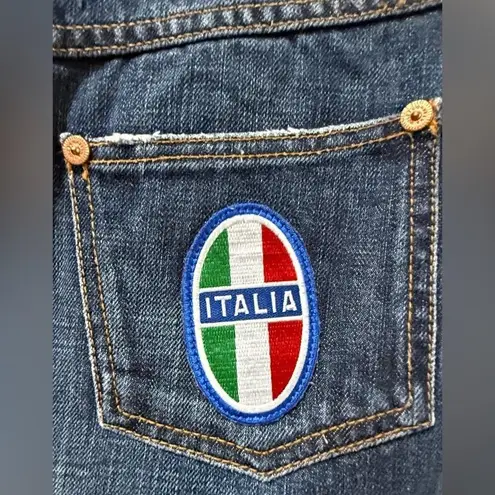 Dolce & Gabbana Vintage Denim Mini Skirt Italia Patch Raw Hem Y2K IT 44 / US 8