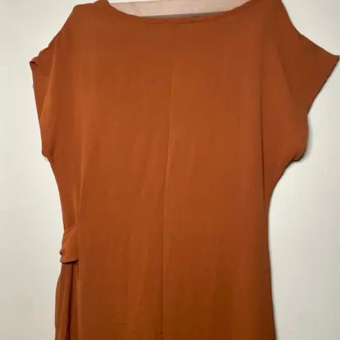 See You Monday Brown Ruched One Shoulder Cocktail Dress