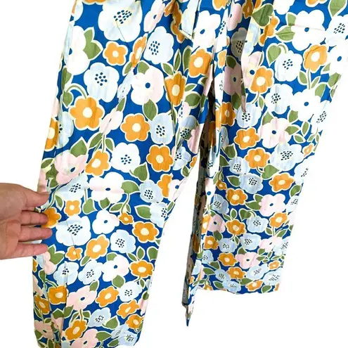 Monki Asos Blue Orange Retro Floral Short Sleeve Playsuit Jumpsuit Size XS