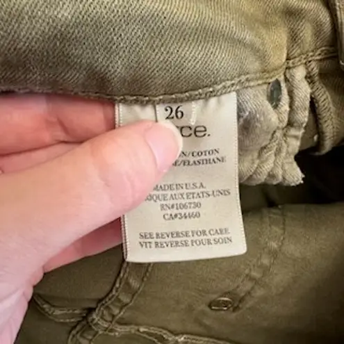 Vince  Olive Cargo Skinny‎ Pants Size 26 Quiet Luxury Minimalist Capsule Utility