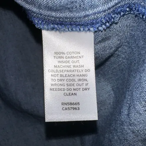 Caslon Nordstrom NEW Womens Blue Denim 100% Cotton Button Down Ruffle Top Sz XS