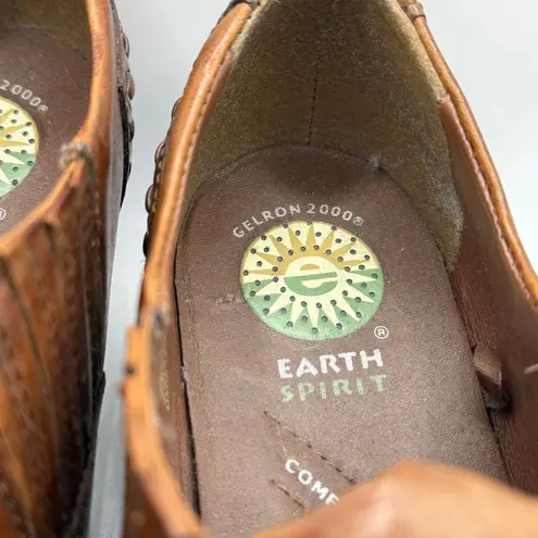 Earth Spirit Cheyenne Western Ankle Boots Brown Leather Pointed Toe Slip On 6.5