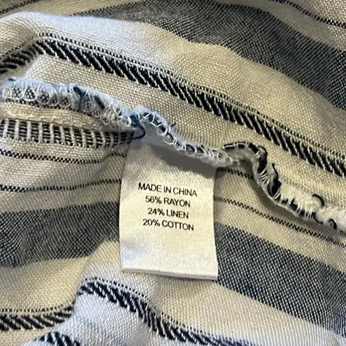 Drew Linen Striped Sleeveless Mini Dress Pullover Medium White Blue Anthro