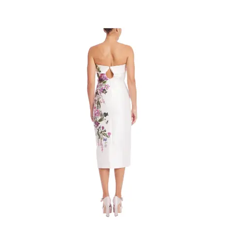 Badgley Mischka Floral Strapless Mikado Cocktail Dress