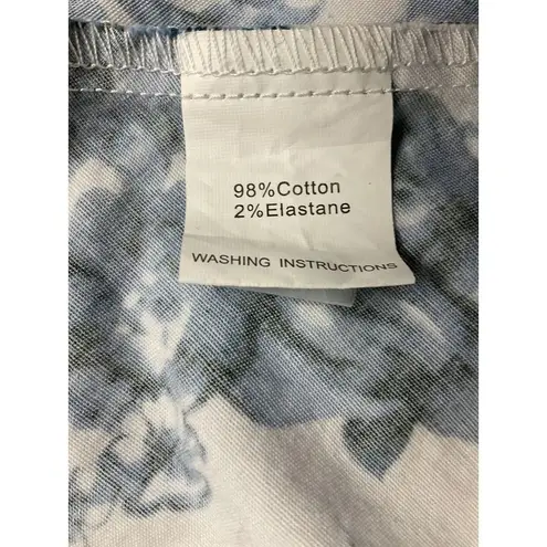 Gardenwed Floral Blue White Toile Floral Fit & Flare Dress Plus Size 3XL Cotton