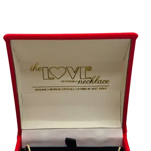 The Love Necklace Gold Tone Reversible Cube Letter & Heart Crystal Pendant