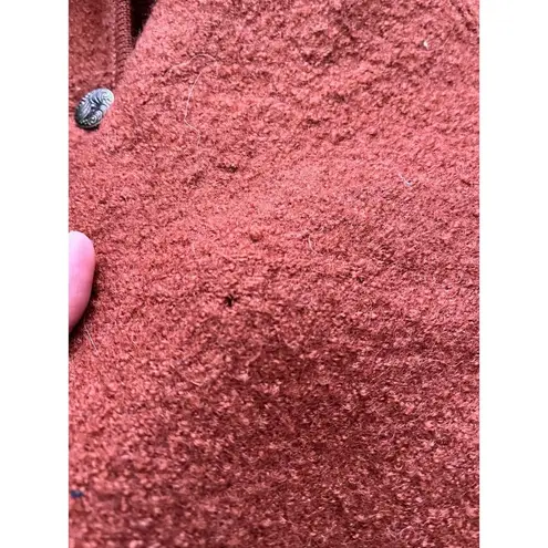 Vintage 80s Skyr wool Orange rust black Fur Collar long sleeve Shacket Large