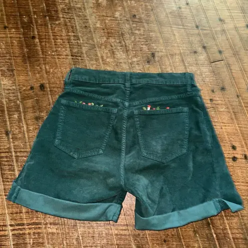 J Crew green corduroy embroidered mushrooms 25 shorts Black