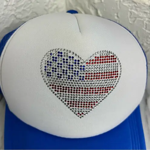USA Embellished Trucker Hat Size OS Blue