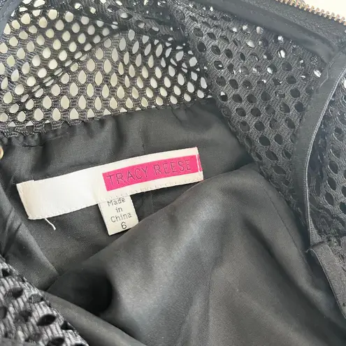 Tracy Reese Anthropologie Coco Black Perforated Striped Cocktail Dress 6