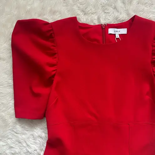 Likely Alia Dress Fit & Flare Puff Sleeve Mini in Scarlet Red Sz 8 NWT New