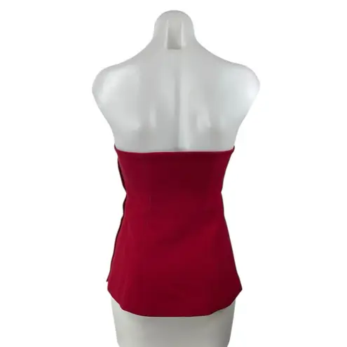 Rachel Roy Women's Red Strapless Sleeveless Peplum Bustier Tube Blouse Top Sz 0