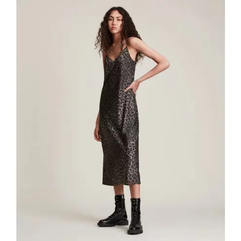 All Saints Tierny Leppo Slip Dress Leopard Print