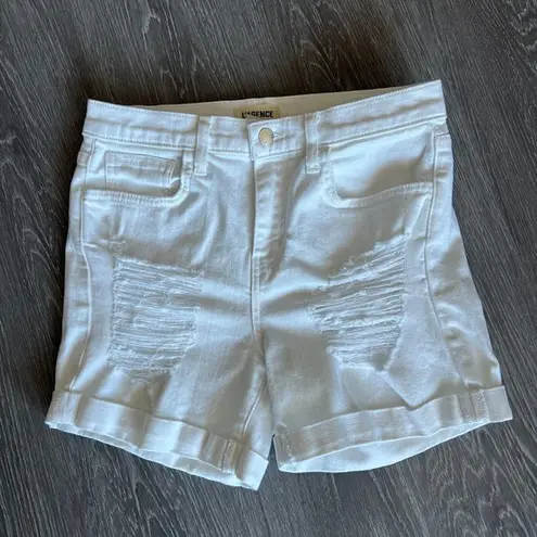 L'Agence  Balboa Slouchy Denim Shorts Womens Size 25 White Distressed