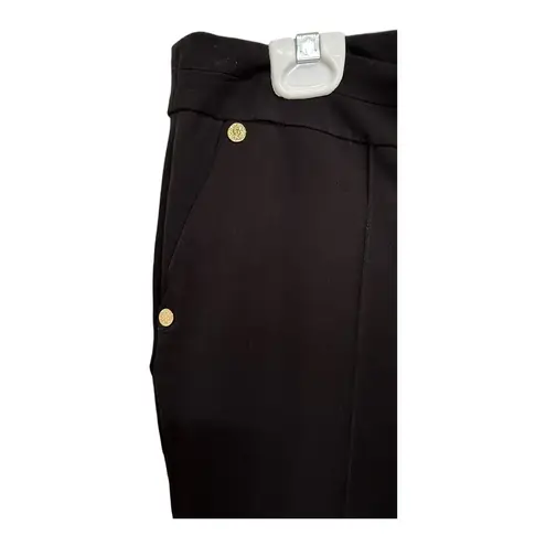 Anne Klein  Black Trouser Slacks Work Dress Pants Gold Buttons Size 8 NWT