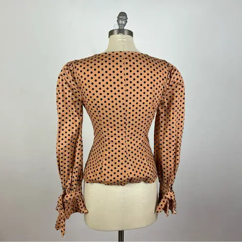 Majorelle Revolve  Brown Tailored Polka Dot Blouse