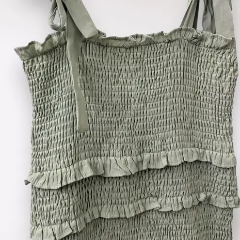 Mable L Pastel Green Mini Dress Badale Smocked Ruffles Satin Coquette Feminine Size L