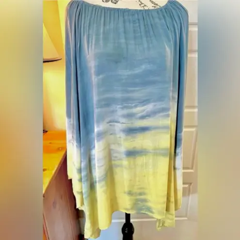 Johnny Was Pete & Greta Ombre Rayon Tunic Blue Yellow Boho Resortwear Sz S 💛