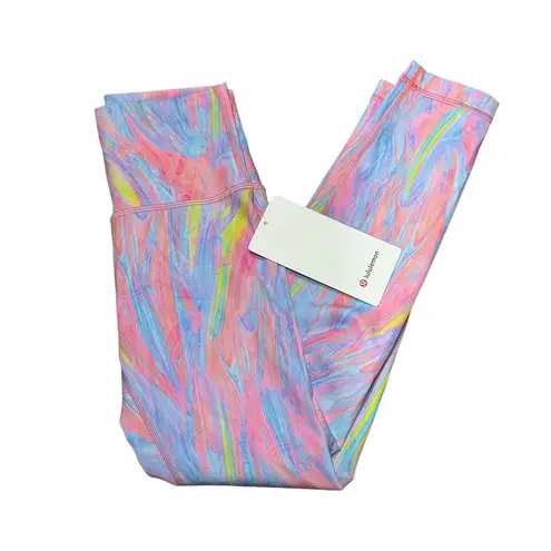 NWT Sz.4 Lululemon Wunder Train High Rise Tight 25” Prism Marble Multicolor Pink