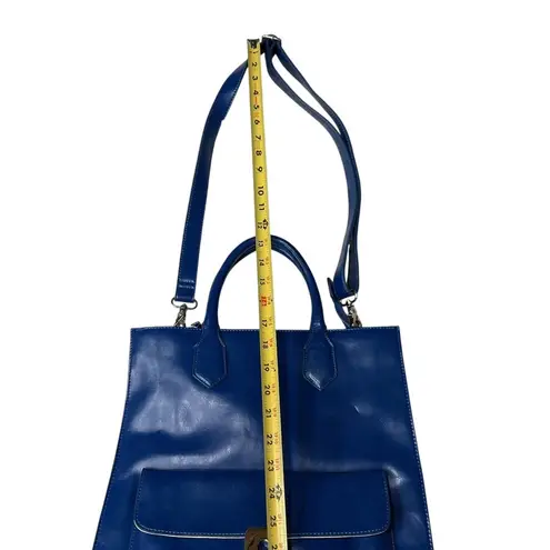 Monroe & Main Women's Leather Top Handle Tote Bag Versatile Solid Blue One Size