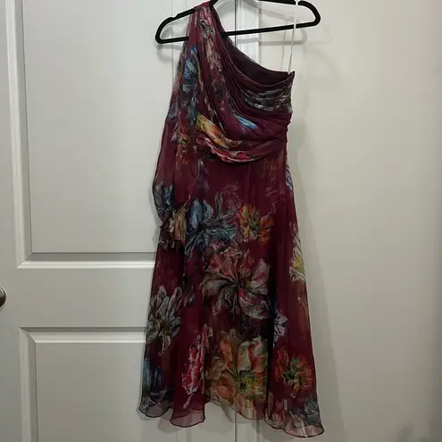 Notte Marchesa Burgundy Floral Printed Cocktail Dress Size 0 US $595
