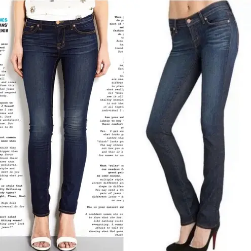 J Brand  The Pencil Leg Ink Dark Wash Distressed Jeans Low Rise Indigo Size 28