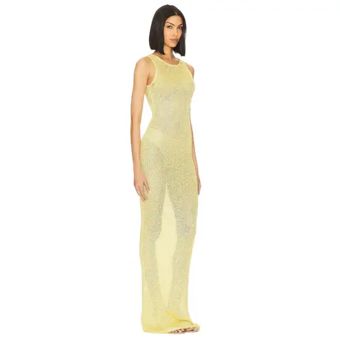 ASTA RESORT Natalia Dress in Chartreuse Sequin Small New Womens Maxi Gown Yellow - Image 3