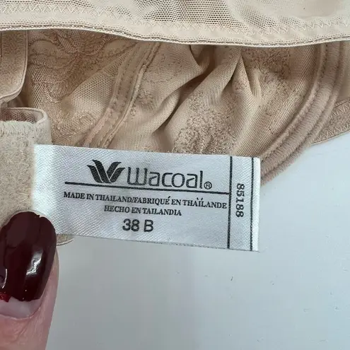 Wacoal High Profile Bra beige tan nude subtle floral underwire 85188 size 38B