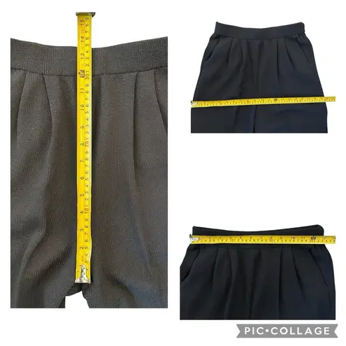 St. John Basics Santana Knit Pleated Front Pants Pull On Pockets Black Size 6