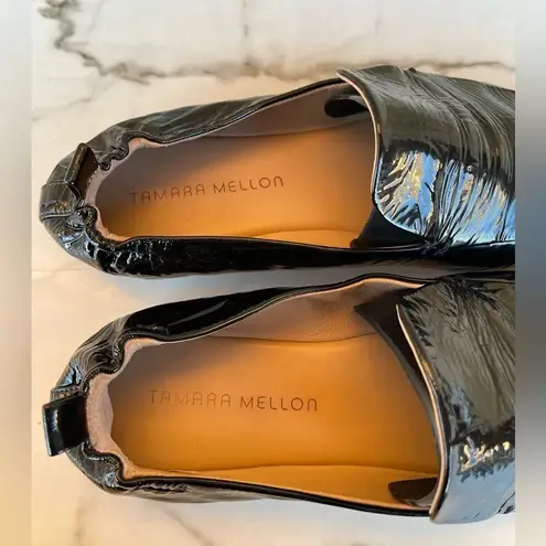 Tamara Mellon Black Patent Stow Loafer Flats 39 1/2 Size 9