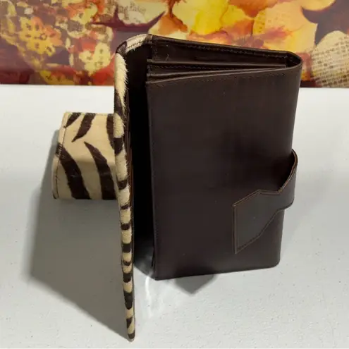 Lot Of 2 Real Handmade Animal Print Fur Leather Loop Closure Wallet/Hand Clutch