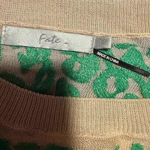 Fate Cream and Green Leopard Print Sleeveless Tank Top Size M