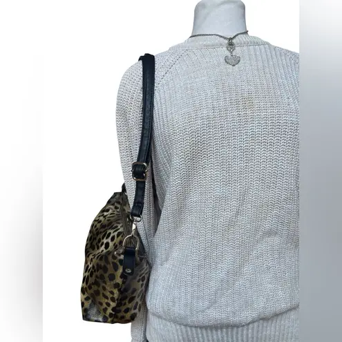 Vintage 90s early 2000s Jersey Shore Style Grunge Cheetah Print Shoulder Bag Brown