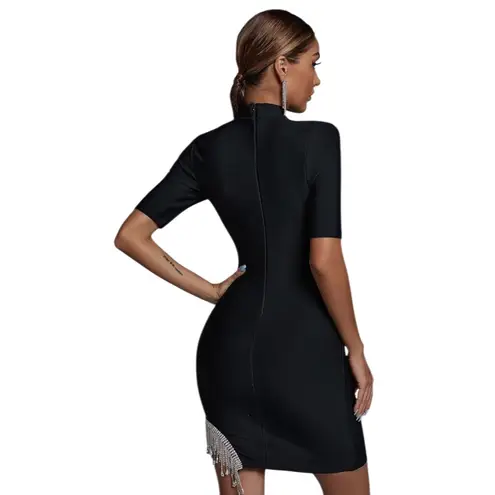 BELLA BARNETT Mini Bandage Trendy Rhinestone Black Bodycon Dress Size M NWT Size M