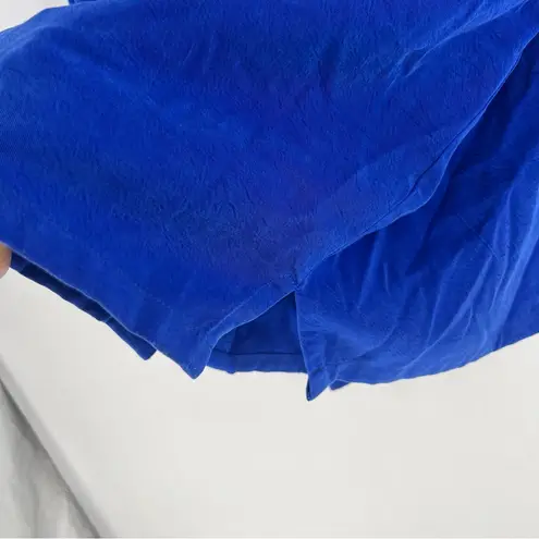 Tianello Plus TENCEL Taipei Blouse Button Front Garment Dyed Cobalt Blue 2X