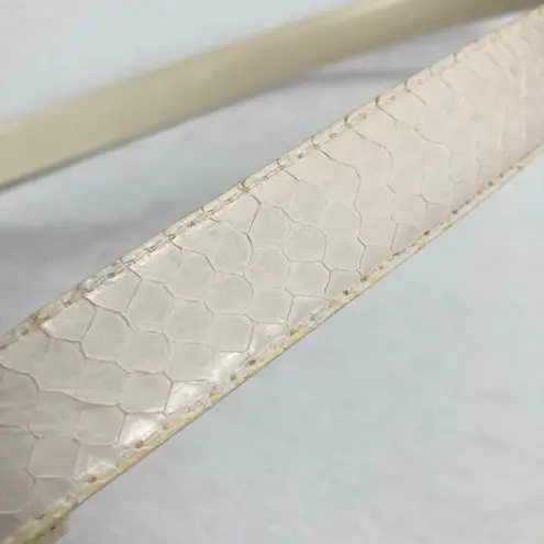 Vintage Womens M/L White Snakeskin Waist Belt Gold Clasp Retro Western Boho Size M