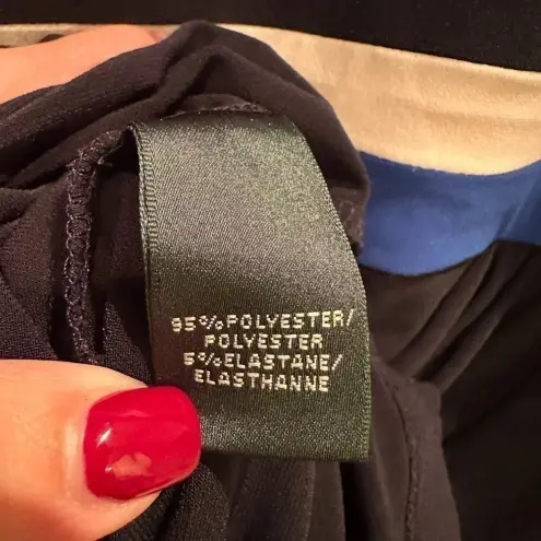 Ralph Lauren LRL Lauren  Navy Royal White Color-block Cocktail Midi Dress Size 10