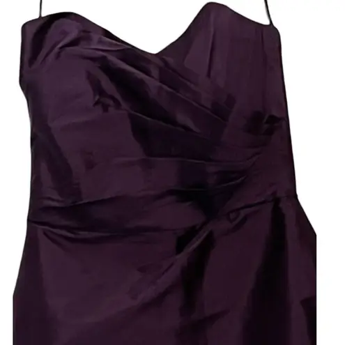 Alfred Sung Dress Womens Size 4 Formal Purple Strapless Ruched 90s Y2K Vintage