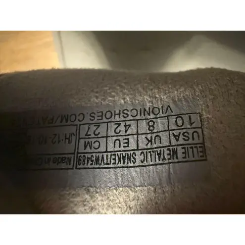 Vionic Ellie Metallic Snake Sandals Women’s Sz 10 Silver Pewter Platform Comfort