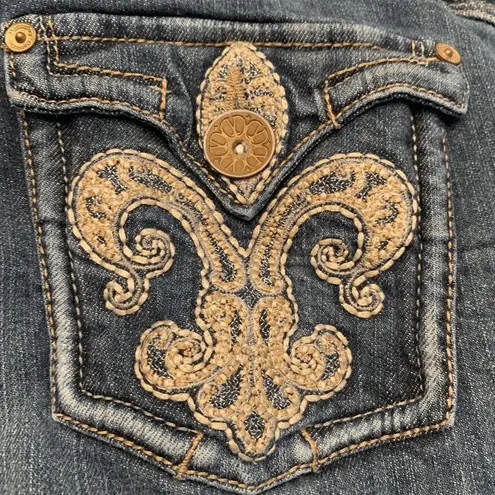 Democracy Women's Mid Rise Flap Pockets Bermuda Denim Shorts Dark Wash Size 12