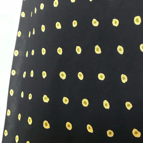 Polka Dot Dress Chiffon Ruffle Layers Black Sleeveless Gold Pattern Scoop Neck Size M