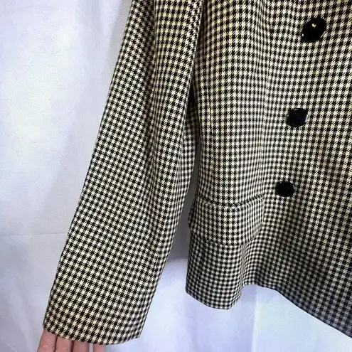 Rena Rowan for Saville Houndstooth Wool Blend Double Breasted Blazer Size 4