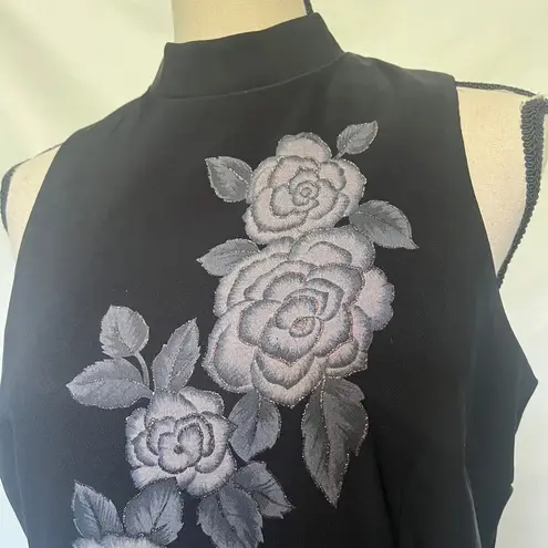 Vintage Dawn Joy 90s Sheath Dress 9/10 Goth Floral Glitter Midi Y2K Whimsigoth Black Size undefined