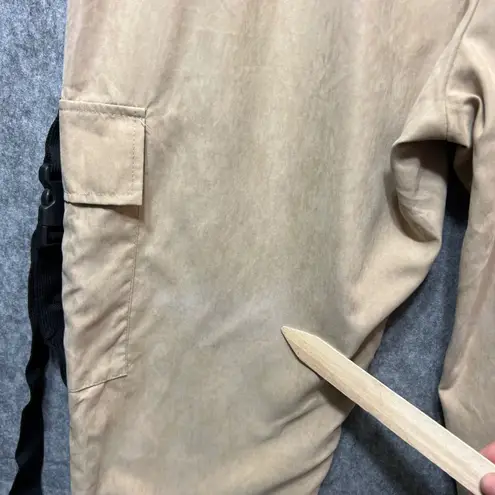 Cargo Pants Elastic Waist Buckle Detail Casual Trousers Beige Size 16 Tan