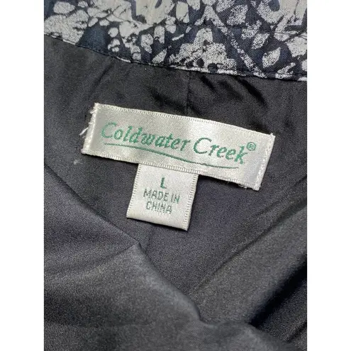 Coldwater Creek Black Abstract Flowy Cotton Maxi Skirt Sz L Cottagecore Prairie