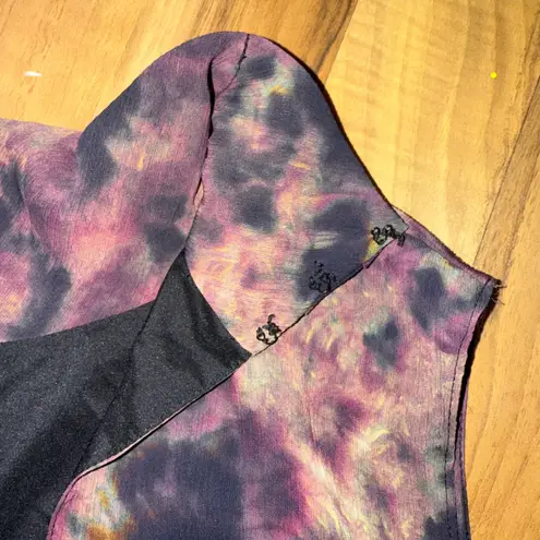 Amanda Uprichard ‎ Purple Tie Dye Sleeveless Mock Neck Mini Dress wedding holiday