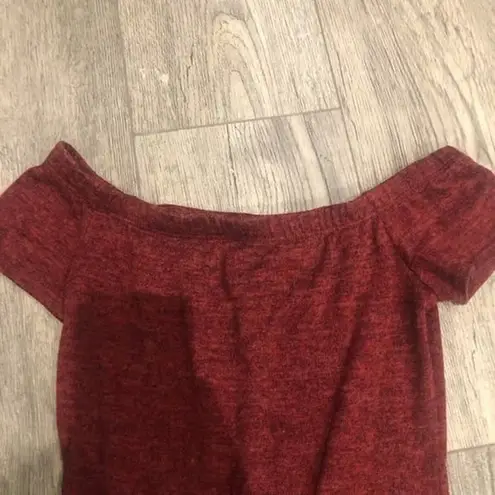 Uk2la Womens Medium Maroon Sweater Dress/ Shirt Off The Shoulder Short Sleeves