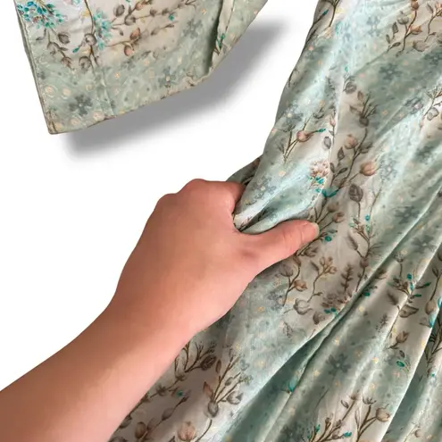 Anora India Boho Embroidered Mirror Work Floral Midi Dress 3XL Lined Festival Blue Size 3X