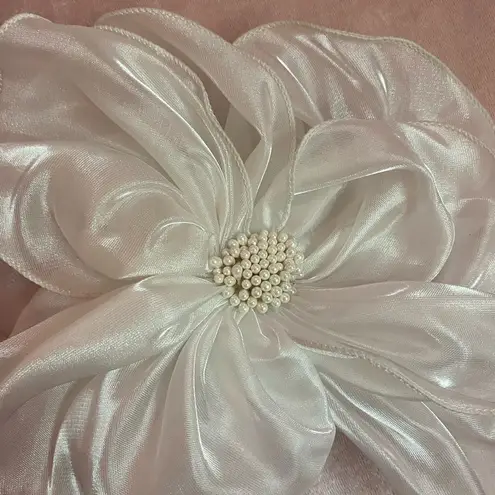 White satin flower pin/hair accessory
