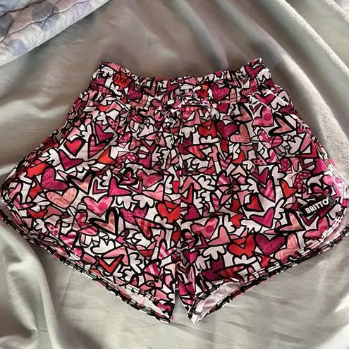 BRITTO Shorts Pink Red Heart Graphic Print Brand New With Tags Size XS